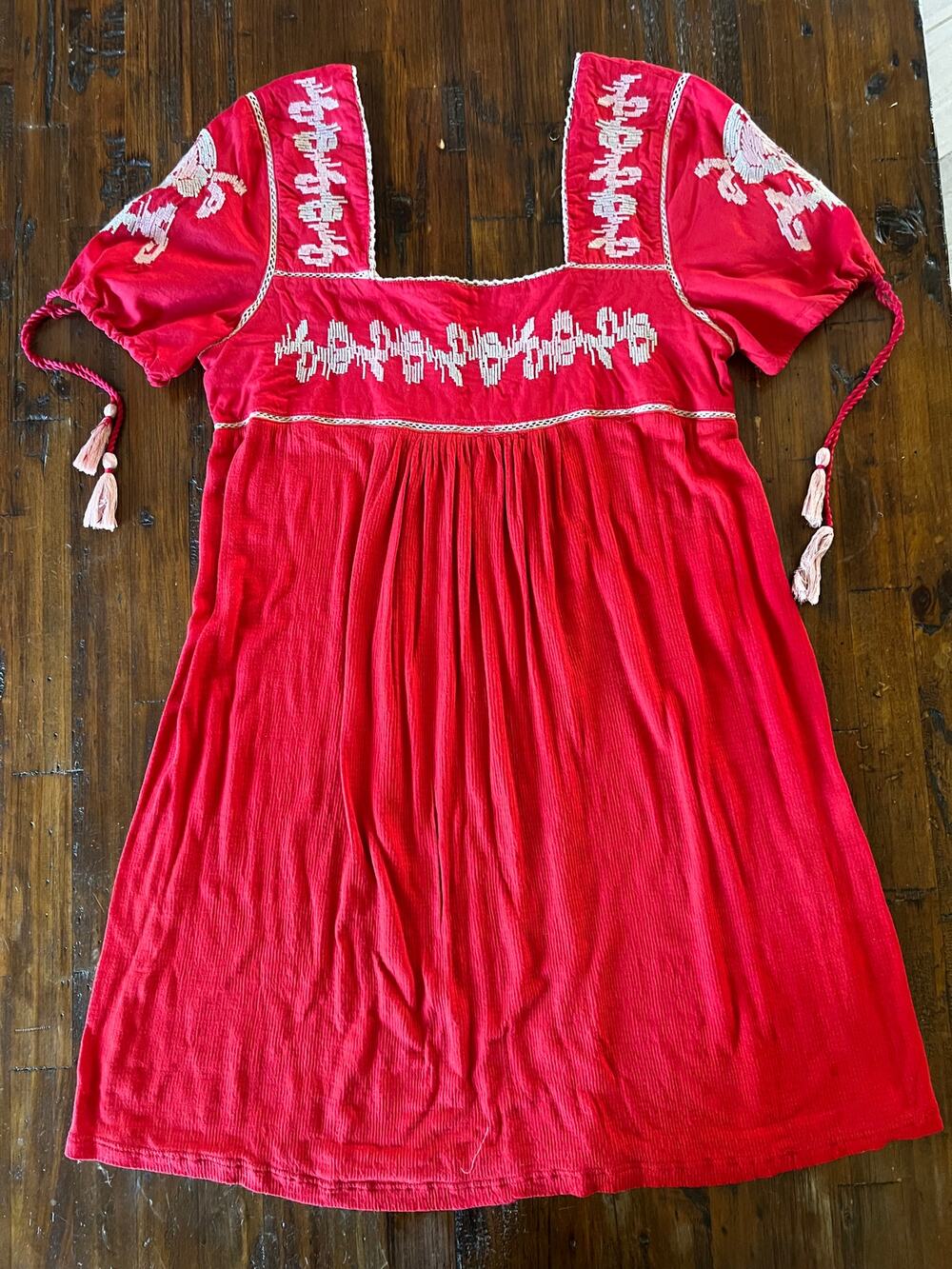 Zara Woman Embroidered boho red dress Small